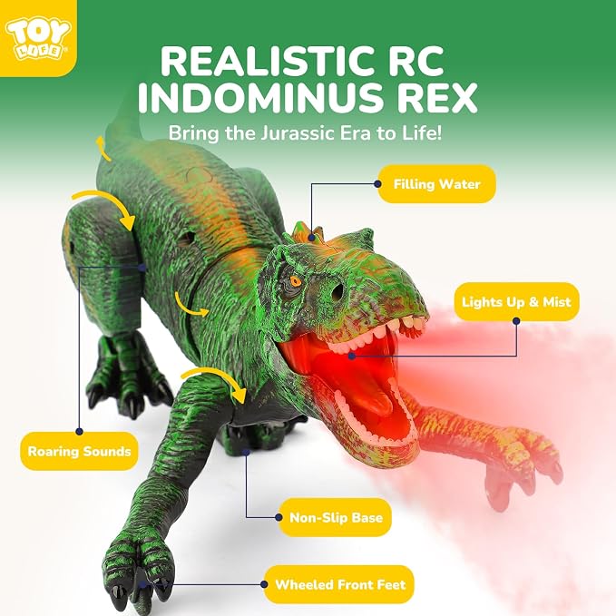 Dinosaurio Control Remoto RC T-Rex con Luces y Vapor Verde miniatura 3