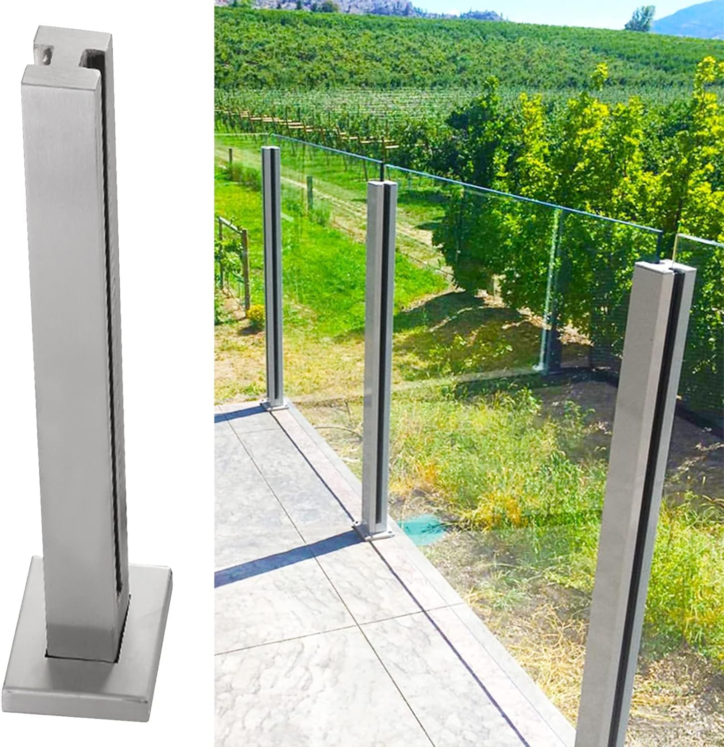 Poteau de Garde-Corps en Verre pour Balustrade de Terrasse et Patio Contemporain