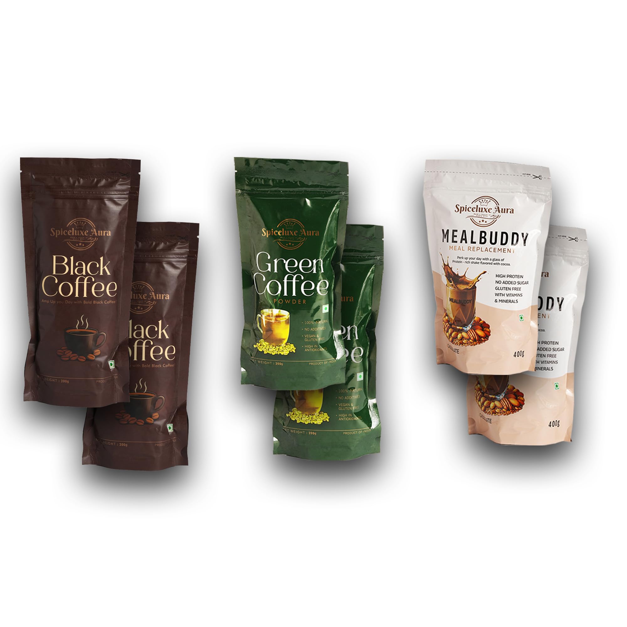 MealBuddy Meal Replacement with Black Coffee and Green Coffee Powder, High Protein, Gluten Free, No Added Sugar, 6 Pack-image-28