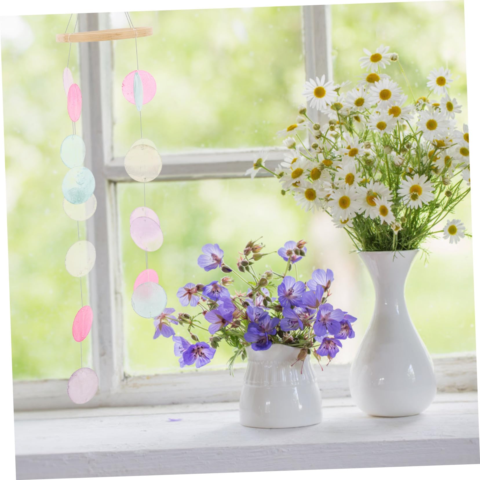 BESTonZON Carillon Éolien Délicat en Bambou et Coquillages pour Jardin Extérieur Son Clair et Décor Élégant