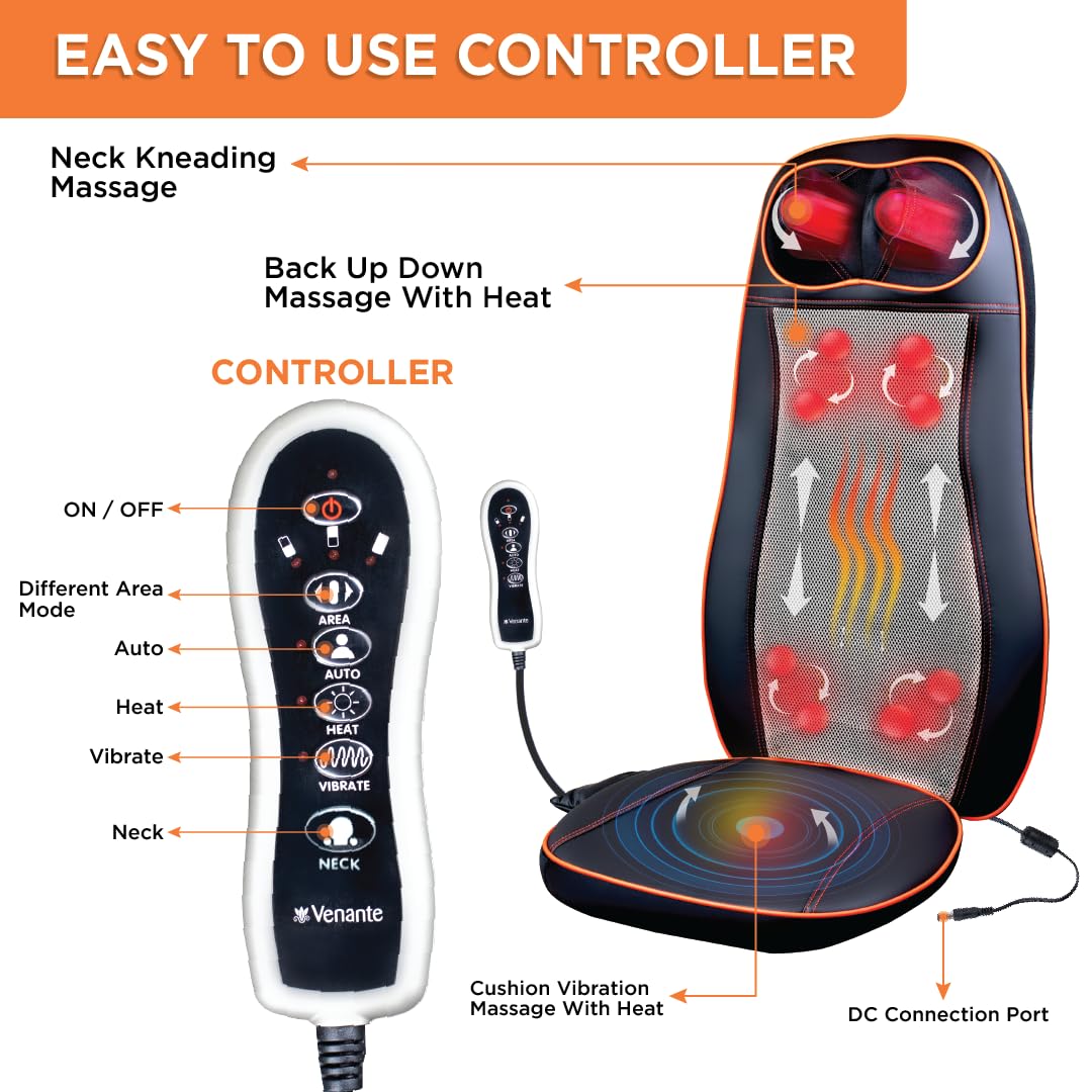 Vissco Back and Neck Relaxer, Electric Rolling Massager with Seat Vibration for Lower Back Pain - 3 Massage Programs (Black) Vissco Back and Neck Relaxer, Electric Rolling Massager with Seat Vibration for Lower Back Pain - 3 Massage Programs (Black)