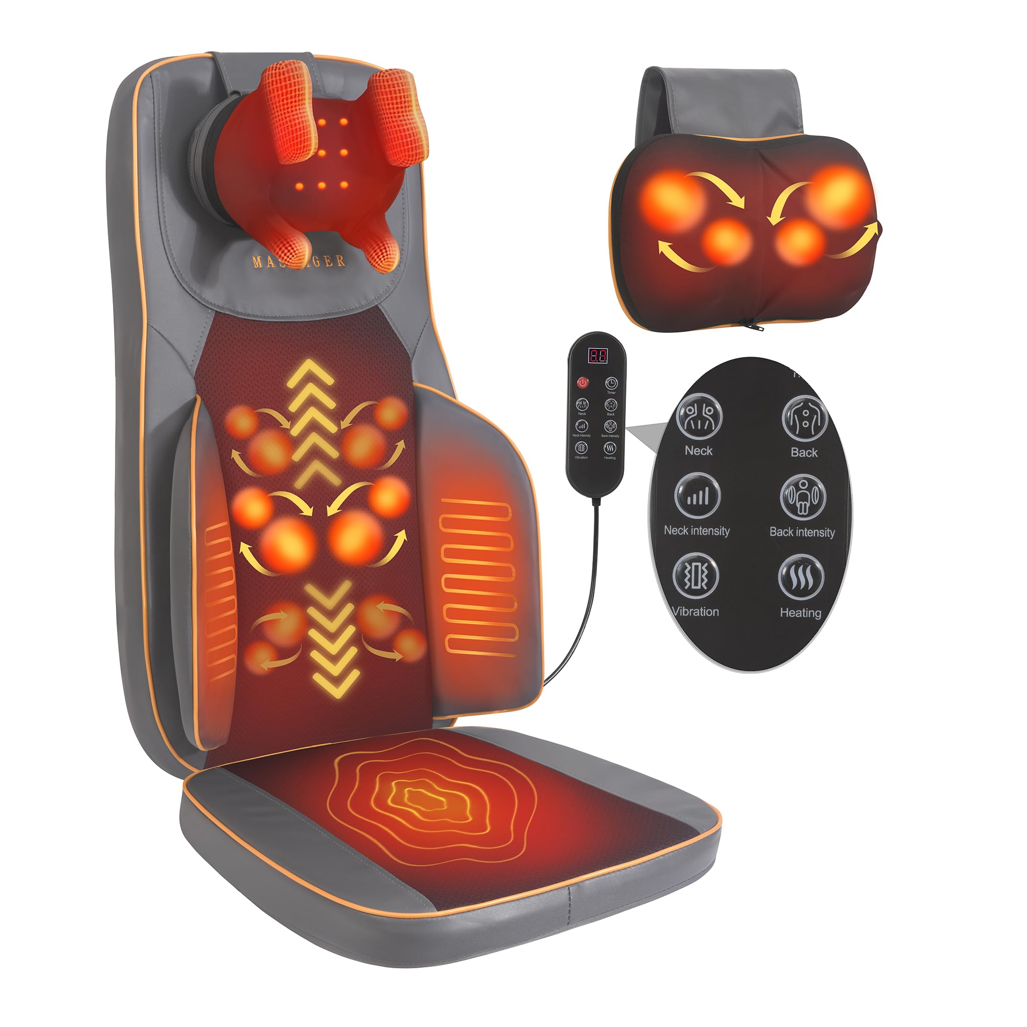 Photo 1 of MAIBOLE Shiatsu Neck and Back Massage with Heat - 4D Deep Tissue Kneading Full-Back Massager for Relief Fatigue, Adjustable Intensity & Height for Holiday Gift
