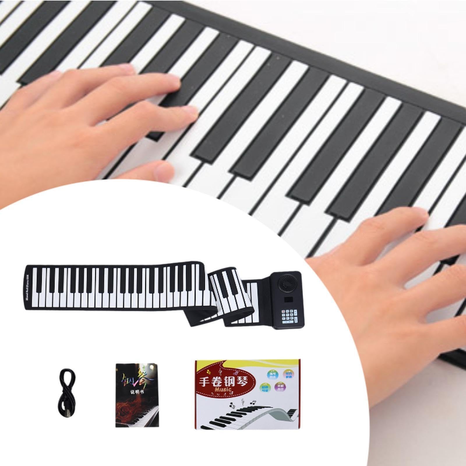 Tastiera per pianoforte a 88 tasti, arrotolabile, facile da trasportare, strumento elettrico digitale, mini tastiera per principianti, lezioni di musica, per pianoforte a mano, arrotolabile,