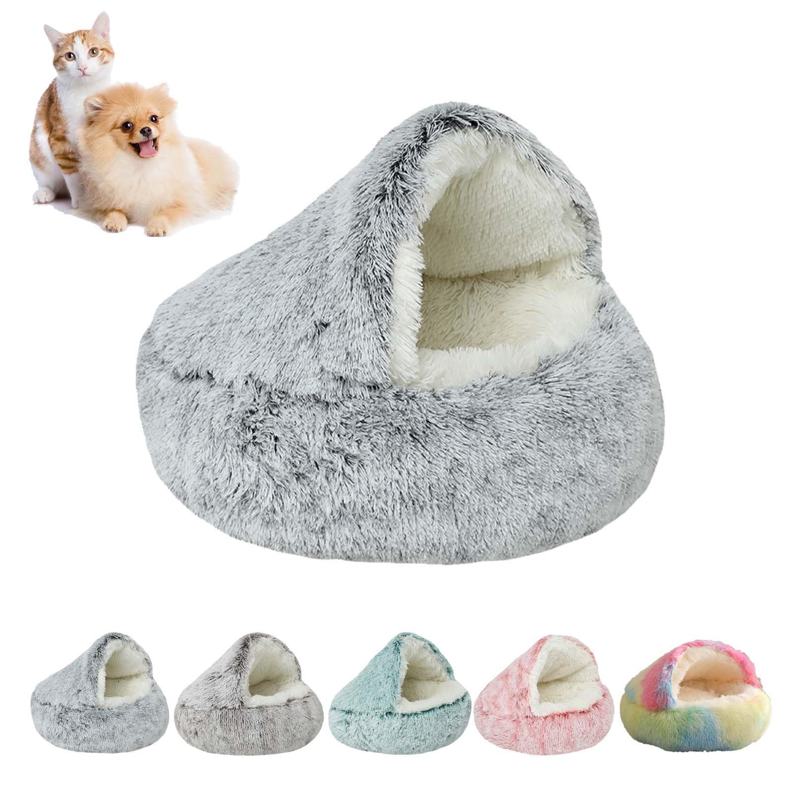 Lapcatz Nest Bed, Lapcatz Bed 16/20/24/26/28/32/40in, Lapcatz Nest Bed Snuggle, Lapcatz Nest Bed Large for Small and Medium Cats Dogs, Removable Washable No Slip Bottom (Gray, 20in)