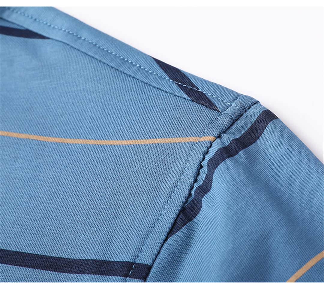 Rfmfkkg Polo de manga corta con estampado de proceso para hombre, a rayas, casual, con bolsillos, para hombre
