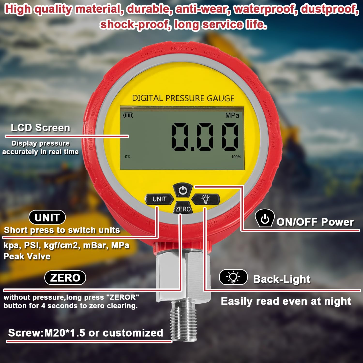 Kit de acoplamiento digital para prueba de presión hidráulica de 70 m (700 bar/10 000 psi/70 MPa), 2 manómetros, 2 mangueras de prueba, 18 acoplamientos, 29 mangueras de prueba. Kit de manómetro hid