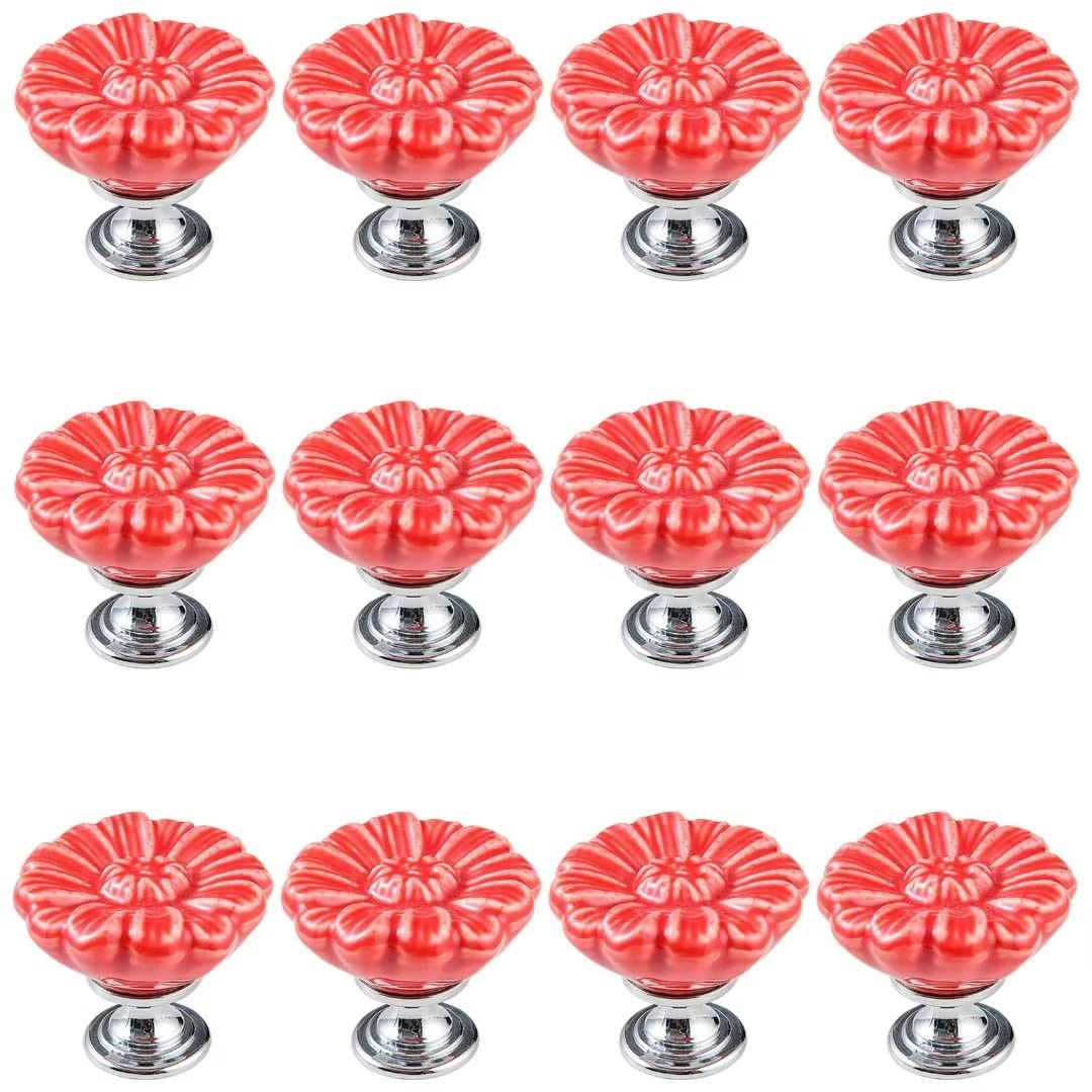Poignées de placard en céramique rouge de 32 mm avec vis de fixation pour finition haut de gamme