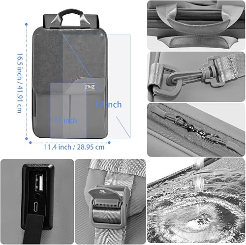 Miniatura 5 de ZINZ Mochila para portátil delgada y expandible de 15.6 16 17 pulgadas, mochila de negocios de viaje a prueba de lluvia para la mayoría de los