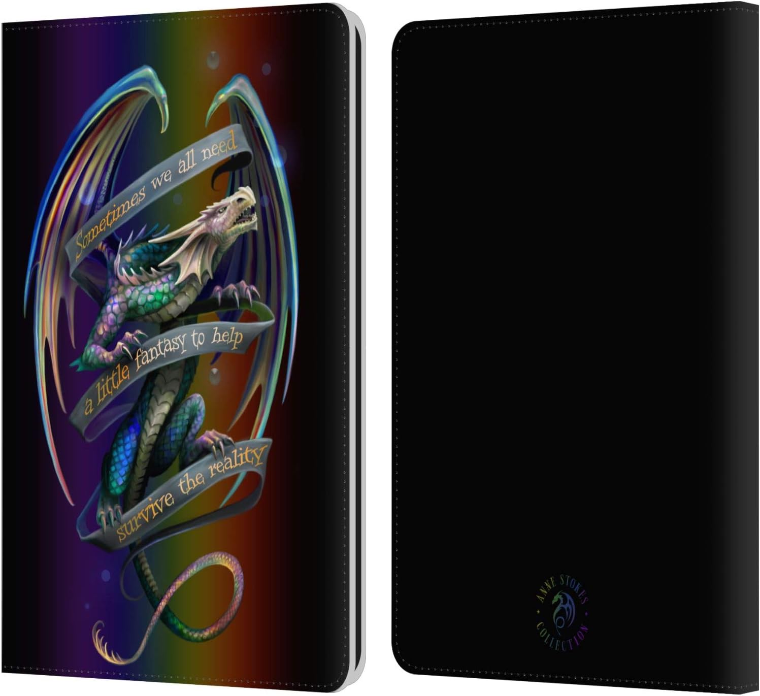 Head Case Designs Officially Licensed Anne Stokes Survive The Reality Dragon Fantasy Leather Wallet Case Compatible with Kindle Paperwhite 1/2 / 3