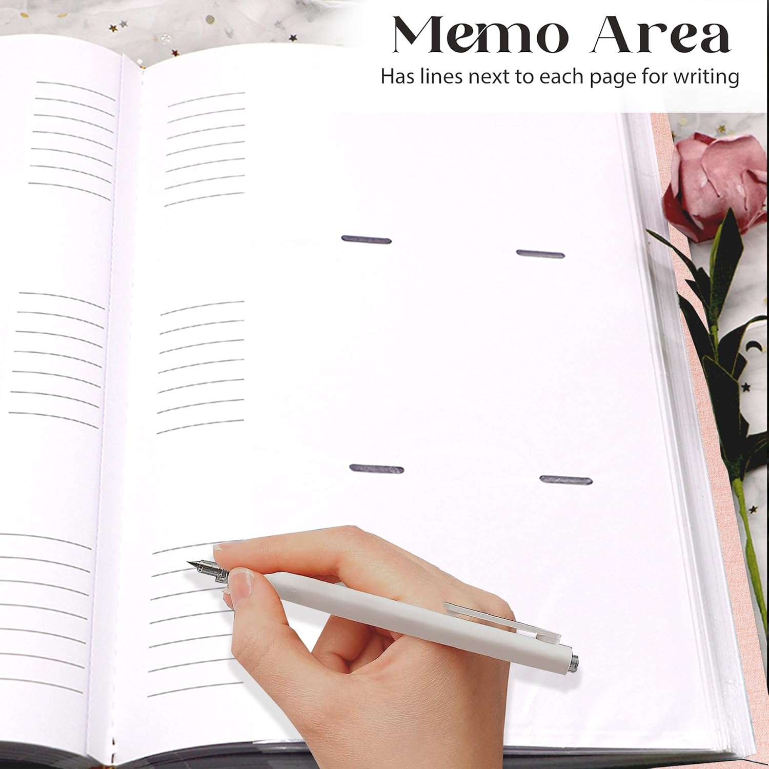 Holoary Photo Album 4x6 300 Photos with Writing Area, 300 Pockets Picture Album, Linen Fabric Cover Big Picture Book for Photos, 4x6 Photo Albums for Memories Family Weddings Travel(Pink)