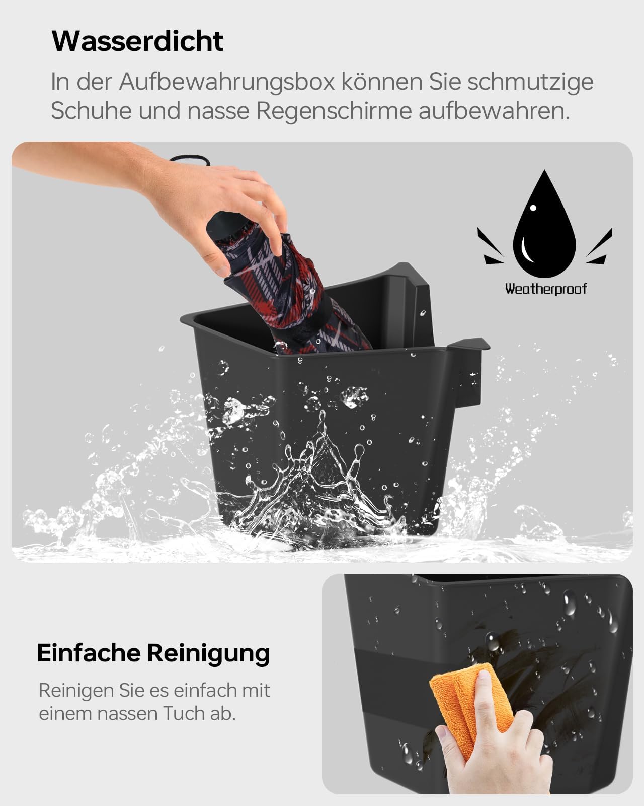 Kofferraum-Organizer für Tesla Model Y Juniper 2025 2026 2er Set mit Deckel – Wasserdicht, 1:1 Passform, Geruchsneutral & Rutschfest, für Schuhe, Werkzeug, Einkäufe, Schwarz