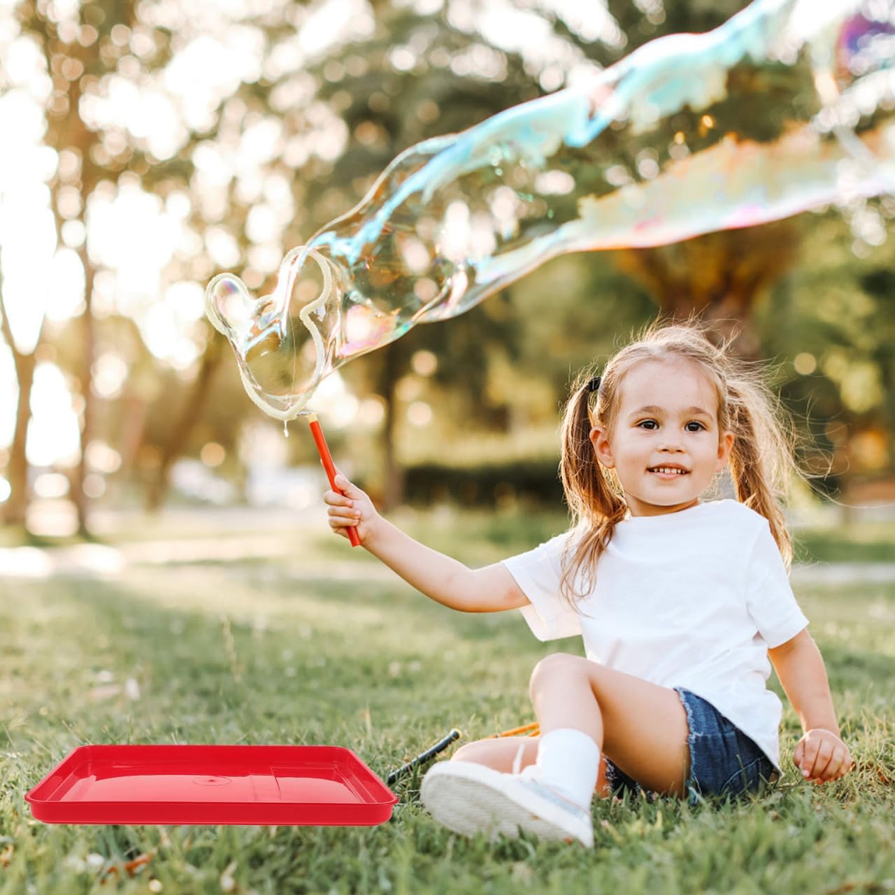 Totority Refillable Bubble Tray 15.75 Inch Bubble Blowing Making Tray for Kids Outdoor Indoor Solution Holder Toys image 2