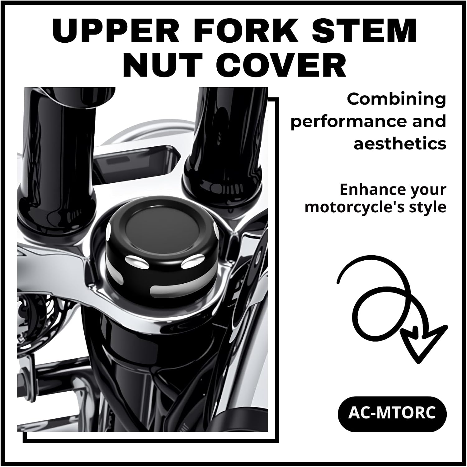 AC-MTORC（One Large + Two Small） Upper Fork Stem Nut Cover for Harley Dyna Fat Bob Low Rider Wide Glide Super Glide 2006-2017