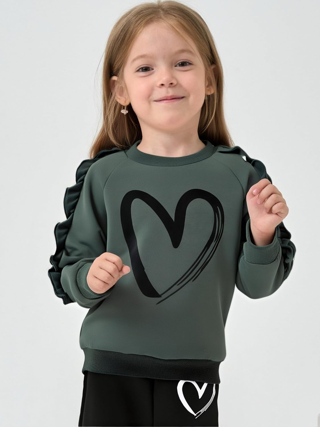 Kids Toddler Girl Long Sleeve Bow Sweatshirt & Denim Straight Leg Jeans Pants Fall Winter Outfits Set
