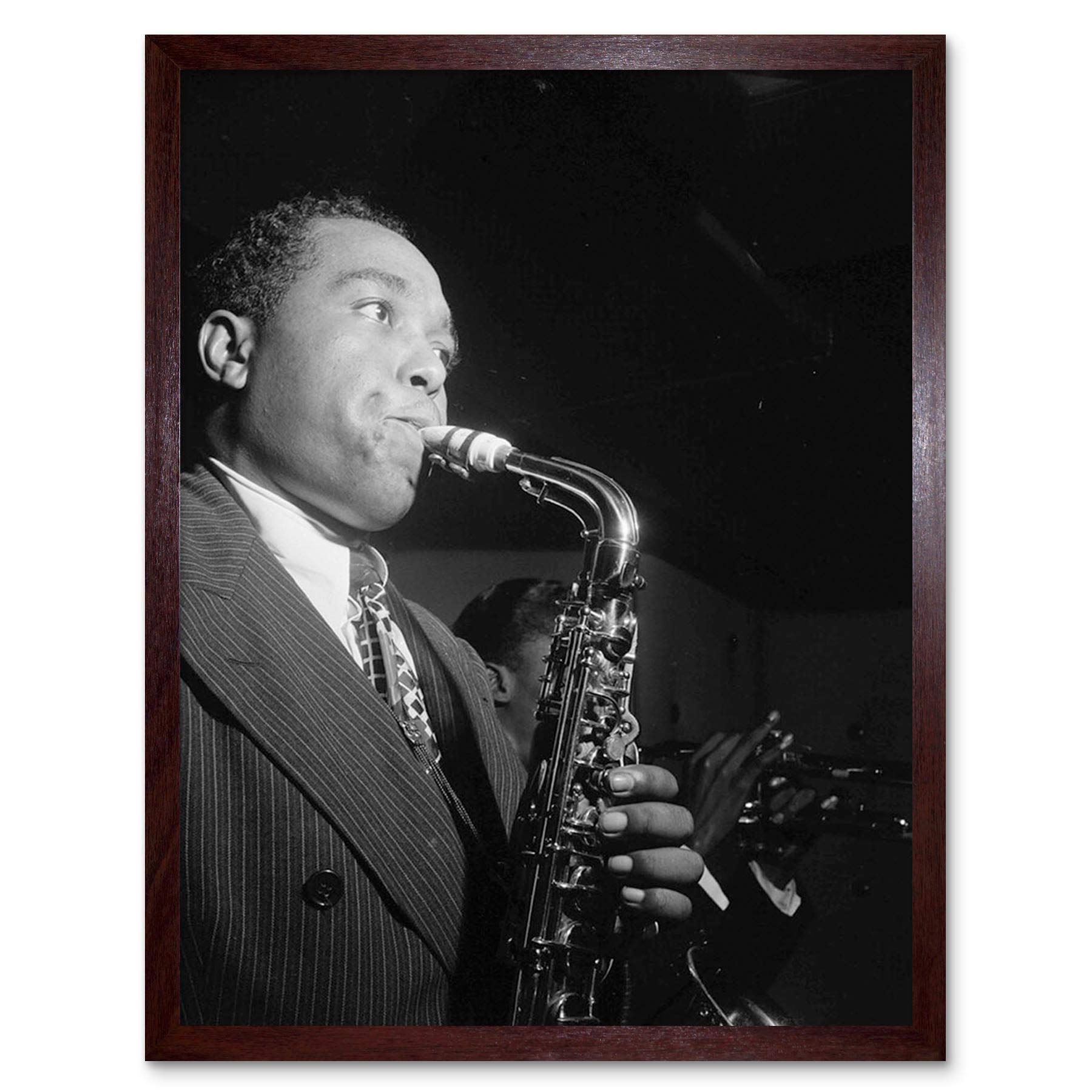 Wee Blue Coo Vintage Charlie Parker Jazz Music Saxophone Legend Art Print Framed Poster Wall Decor 12X16 Inch