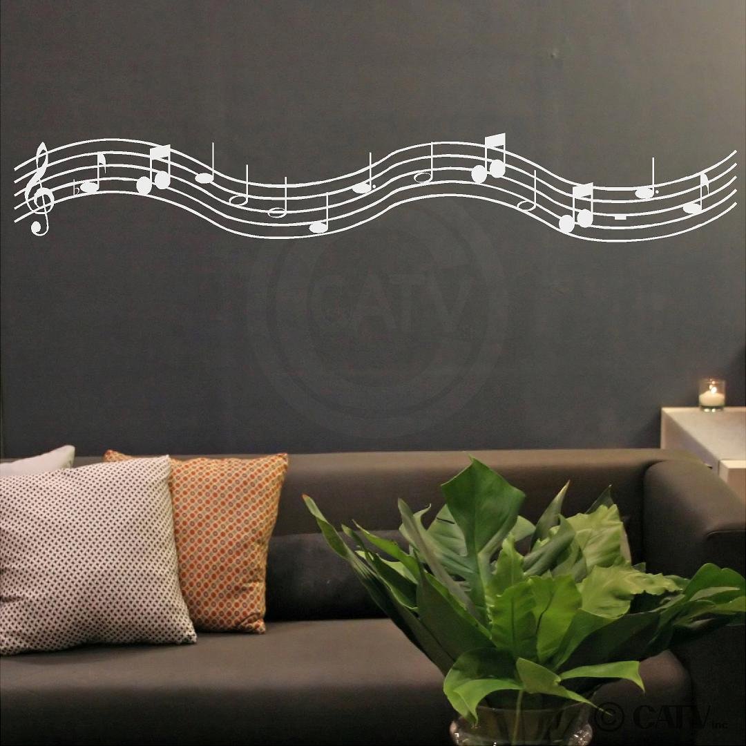 Wall Sayings Vinyl Lettering Musique Échelle avec des Notes en Vinyle Lettrage Autocollant Mural 6" H x 44" L Blanc