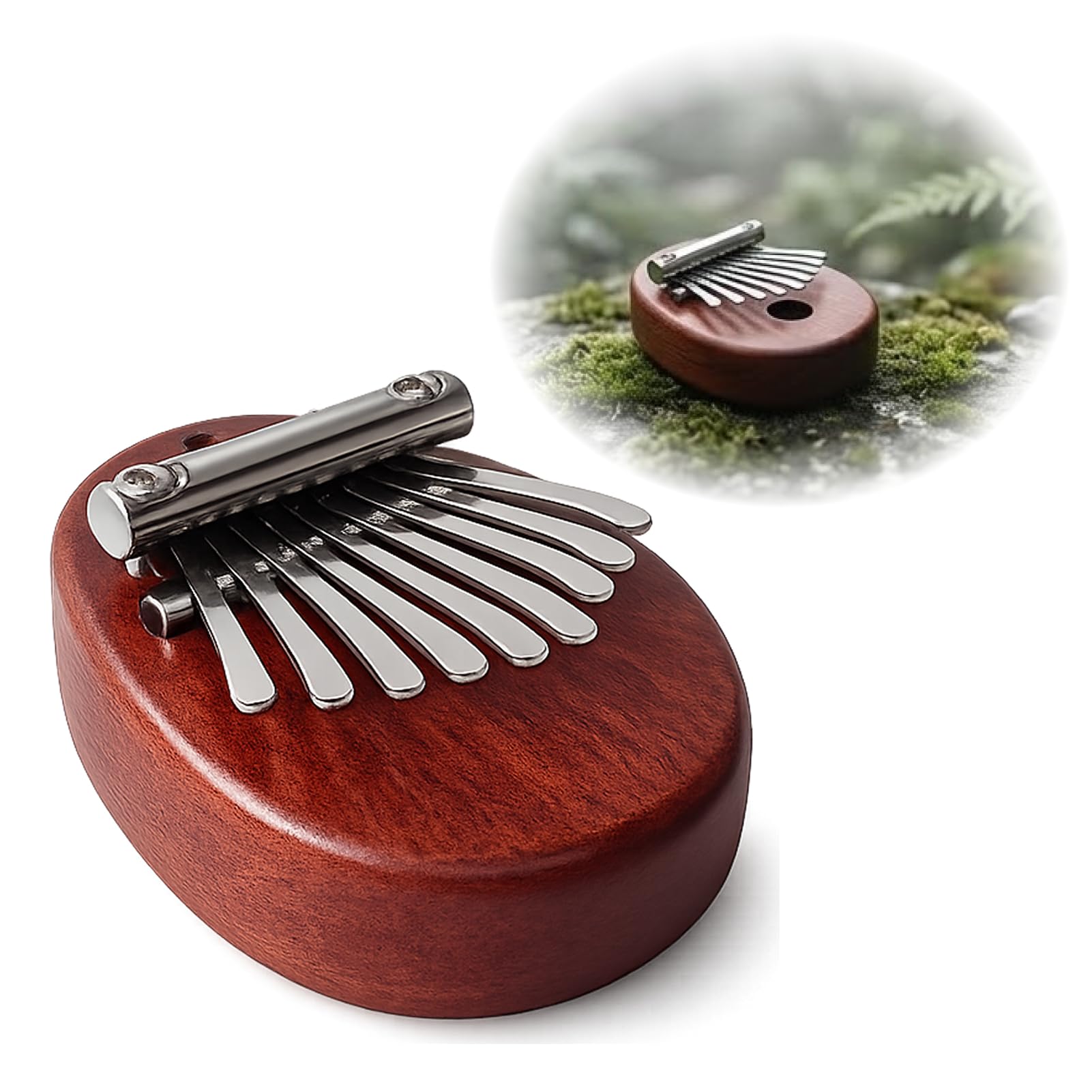 Mini Kalimba mit 8 Tasten, Exquisites Daumenklavier aus massivem Holz, handgefertigtes Kalimba Instrument für Musikliebhaber, kleines Handpan-Musikinstrument