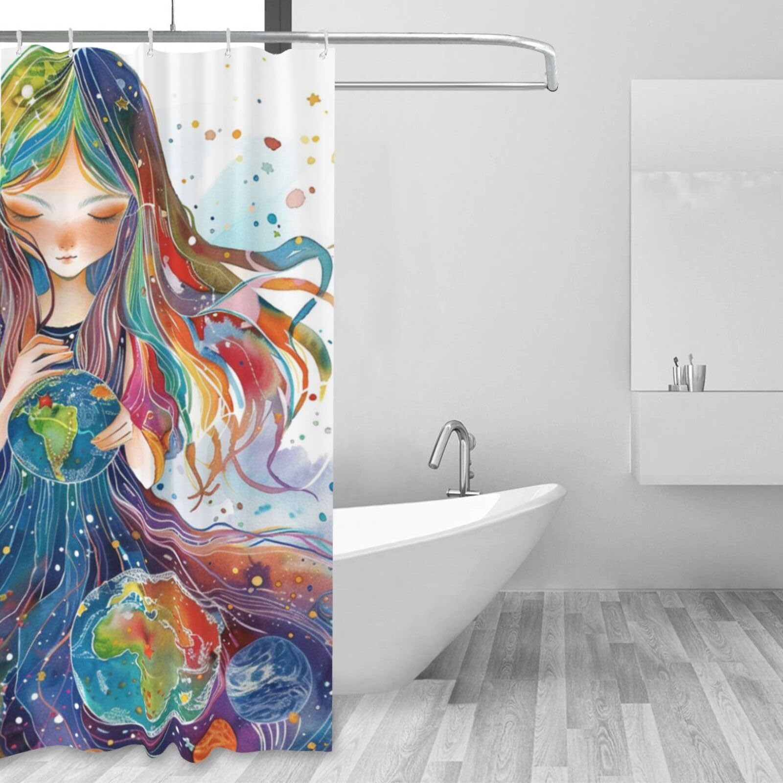 Niedlicher Duschvorhang Mit Schleifen-Design – Stoff, 183x183 Cm, Inkl. Haken