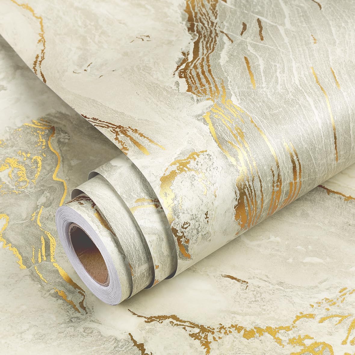 Papel adhesivo marmol beige mate lavable de 60x300cm para renovar encimeras