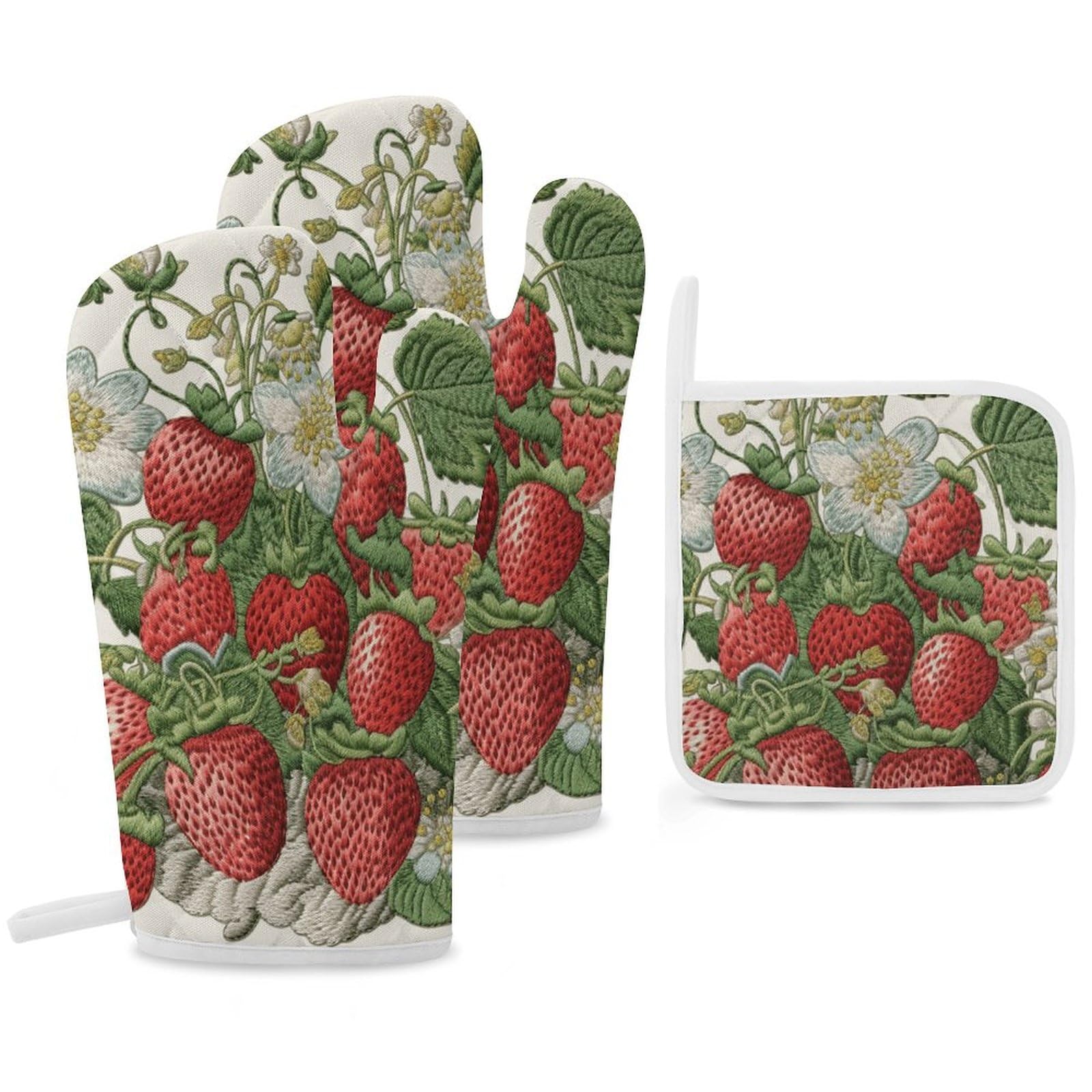 Gants de cuisine fraises contre les brûlures de plats de four chauds