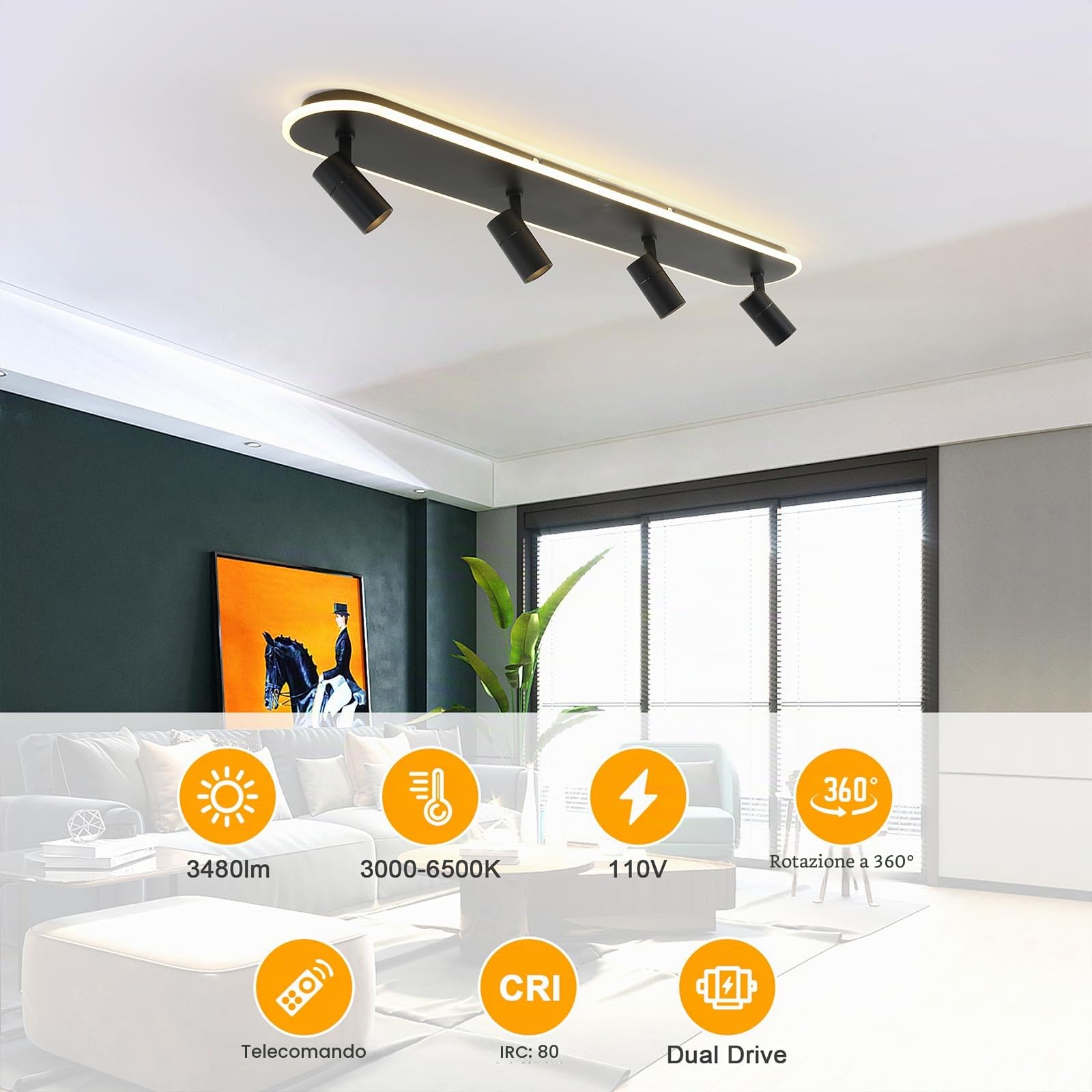 GEADI Plafoniera LED Soffitto Moderna, 110cm 58W Plafoniere da Soffitto Regolabile con Telecomando, Lampada da Soffitto per Soggiorno, Camera da Letto, Bagno, Tavolo da Pranzo, Corridoio