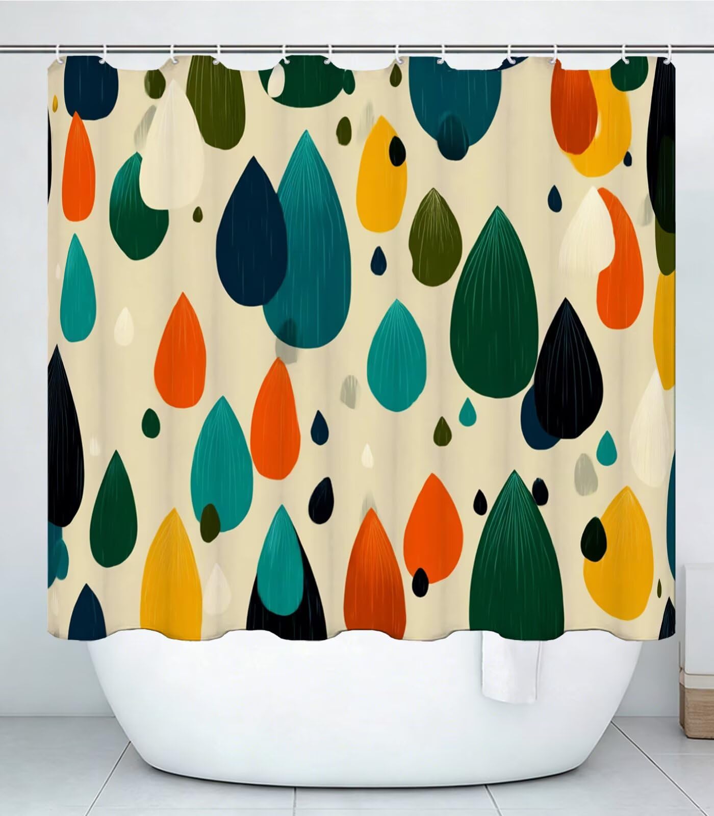 Shower curtain rideau douche polyester crème imperméable L110 x l150cm motif arbre