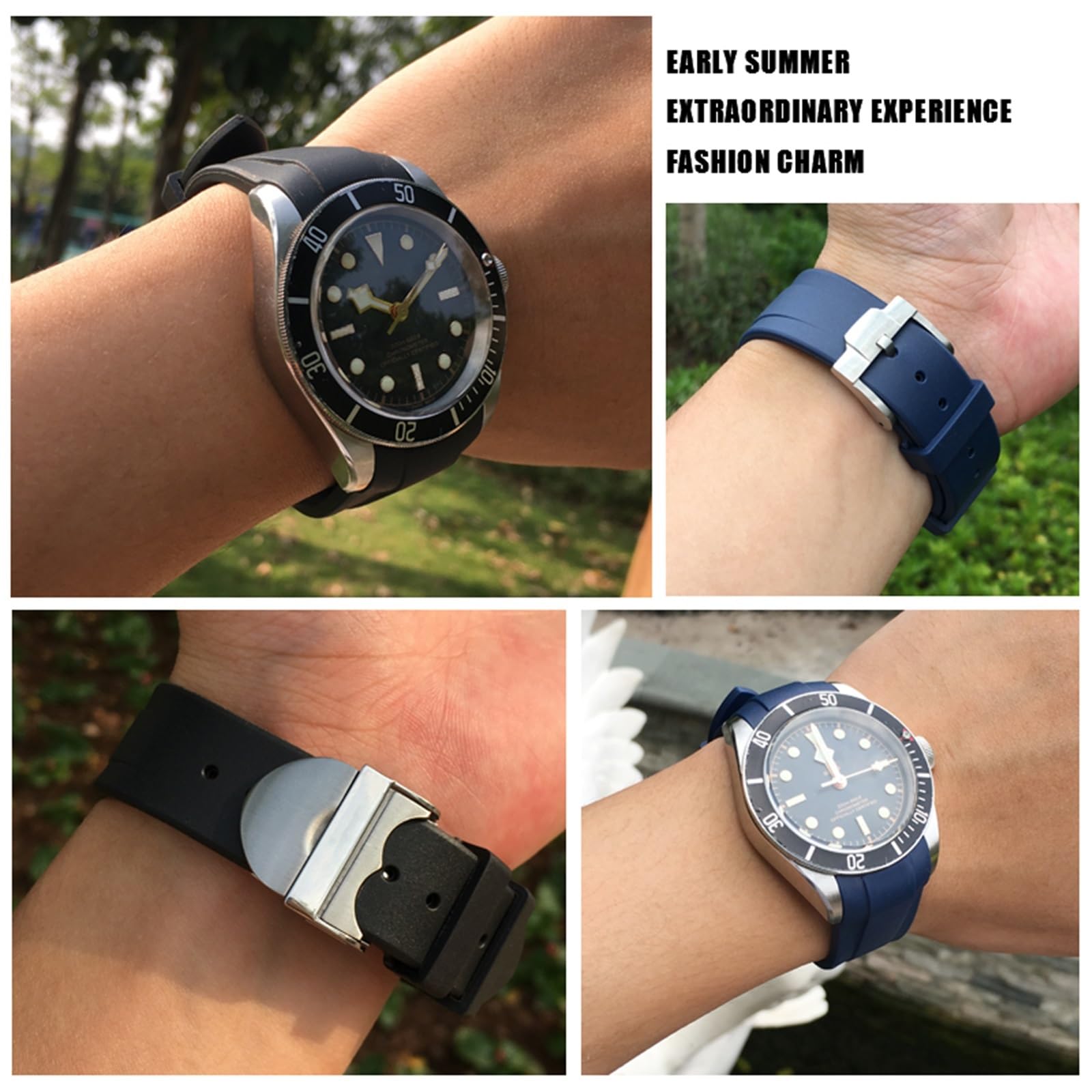 Gomma Silione 20mm 22mm per Tudor Black bay 1958 GMT 41mm Pelagos Blu Arancione Sport Strap Strumenti Regalo