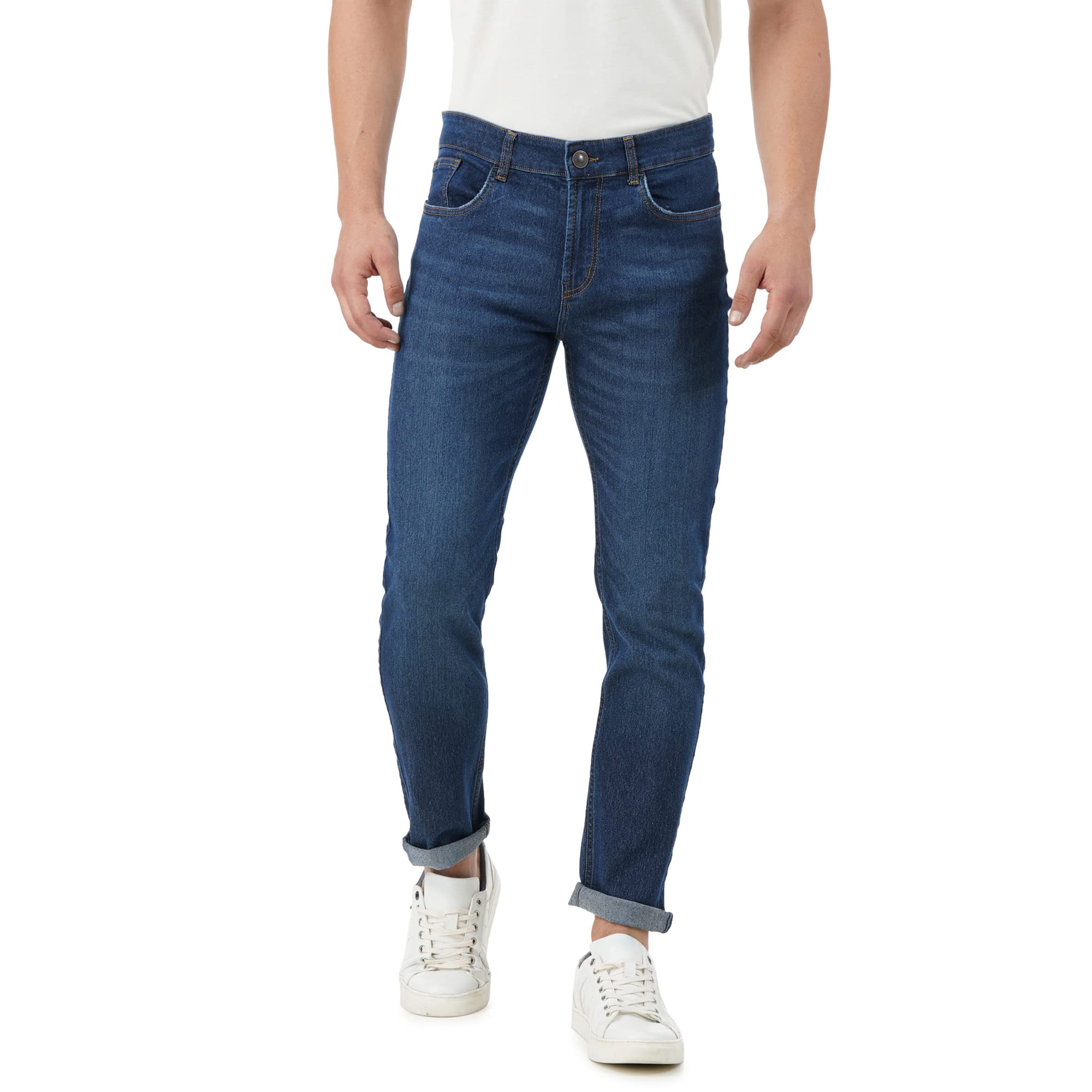 INKDMen's Regular Fit Jeans - Mid-Rise | Cotton Blend | Stretchable Fabric | Classic 5 Pocket Styling