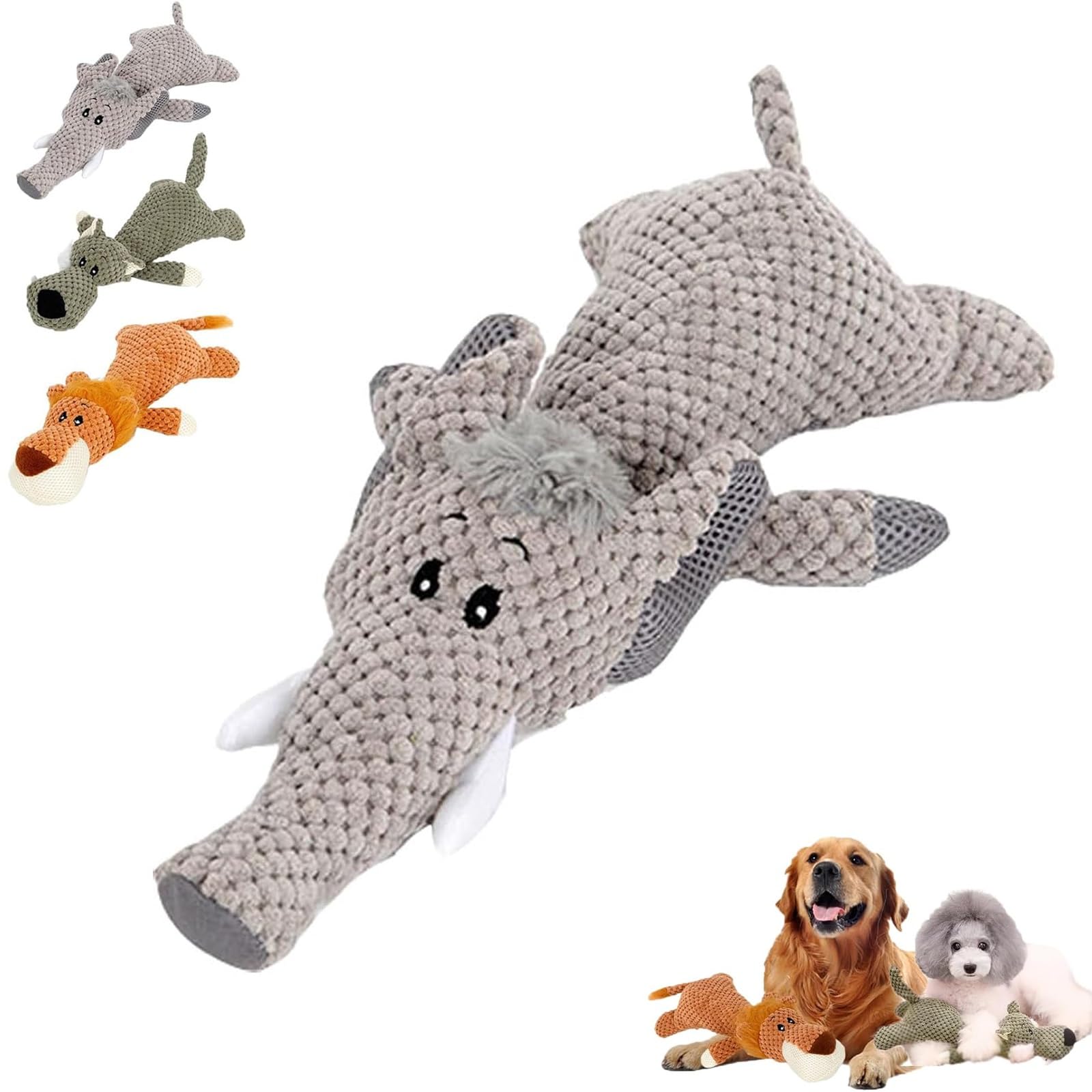 Wowpetsmart Invincible Chewanimals, Interactive Squeaky Dog Toys for Heavy Chewers, Toys for Small, Medium, Large Dogs (Elephant)