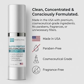 Skin Perfection Face Serum for Anti-aging 99% Potent Peptides 8x Matrixyl 3000 Pentamide 6 Syn Coll Snap 8 Reduce Wrinkles Lift Tighten Firm Anti-aging Serum for Women and Men