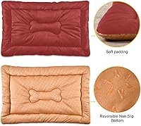 Vista 50 de Dog Bed Mat Soft Comfortable Anti-Slip Bottom Pet Mat Washable Cat Kennel Crate Pad for Small Medium Large Pets 18x24in Hot Pink Beige