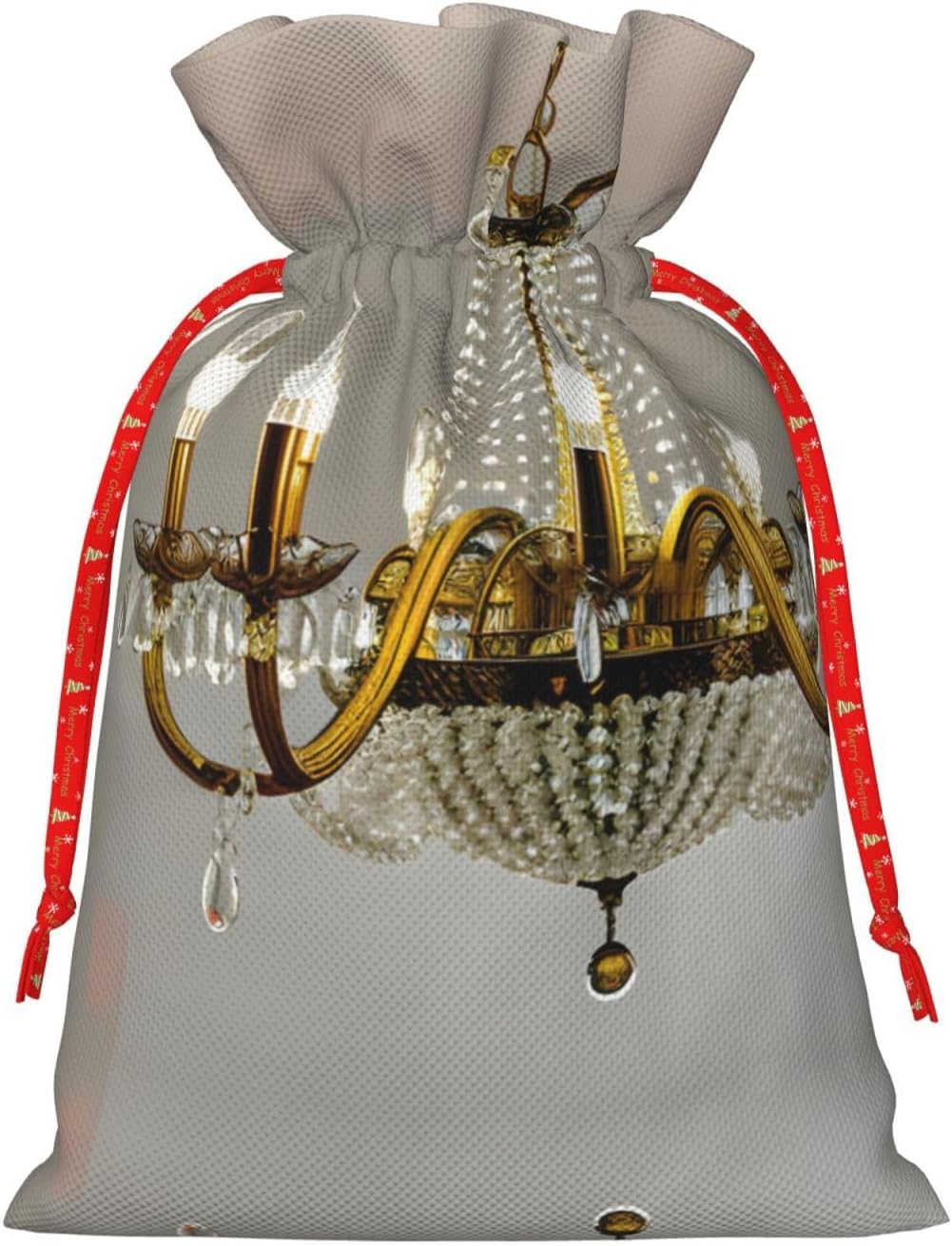 Pyjwyfmy Ball Room Chandelier Print Christmas Gift Bags,Santa Wrapping Bag,Christmas Canvas Gift Bags With Drawstrings,Present Bag