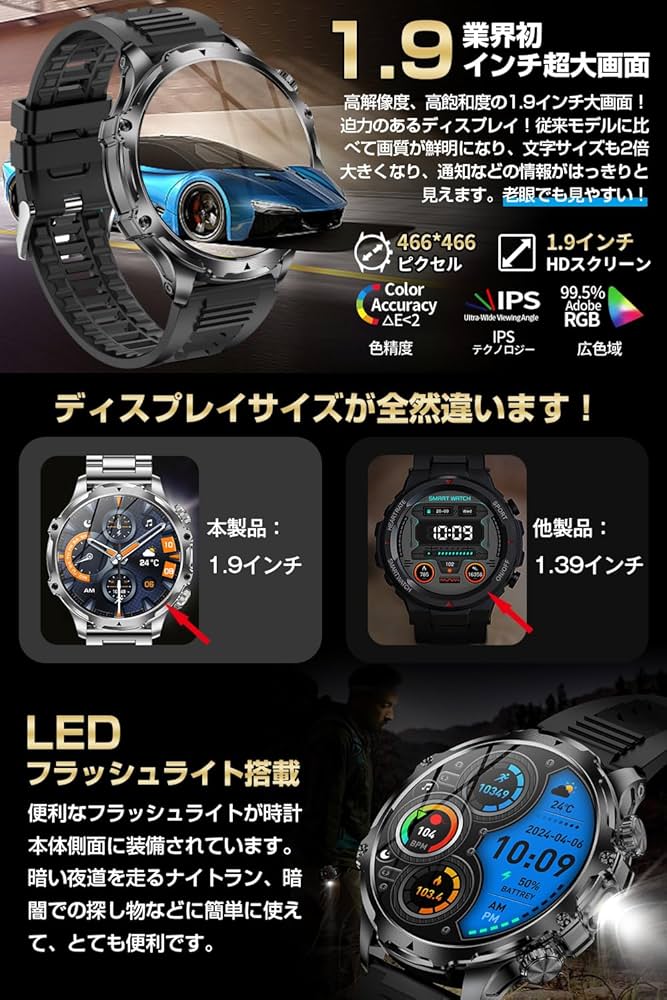 新品✨スマートウォッチ 軍用規格 丸型 1.75インチ超大画面 通話機能付き Amazon | スマートウォッチ 【2025革新モデル 軍用規格&730mAh大