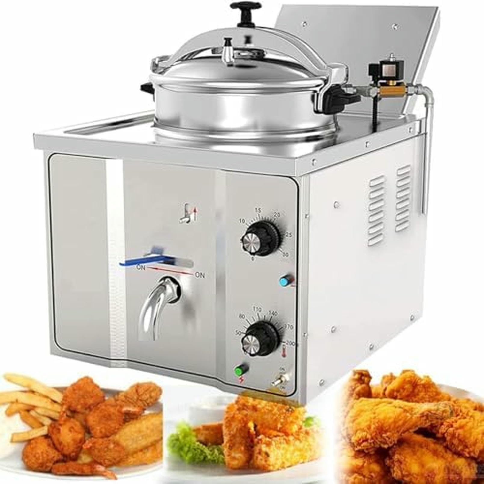 Freidora Eléctrica Comercial para Encimera con Temperatura Ajustable De 50-200 ℃ Y Temporizador De 30 Minutos, Ideal para Restaurantes Que Cocinan Pollo Y Pescado