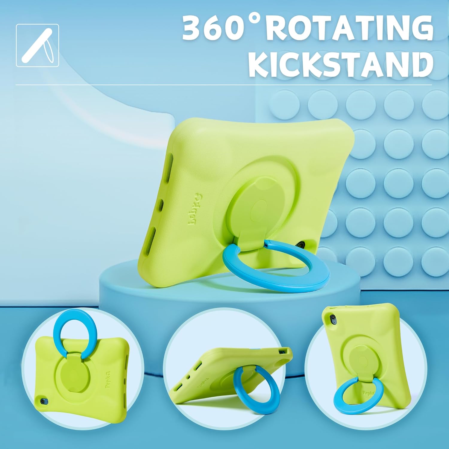 NLR Fun Kids Case for iPad, Shockproof Cover for 11-inch iPad A16 (2025) / 10.9-inch iPad 10th Gen (2022), Lightweight Full Body Protective Case with Foldable Handle/Stand (Green+Blue)