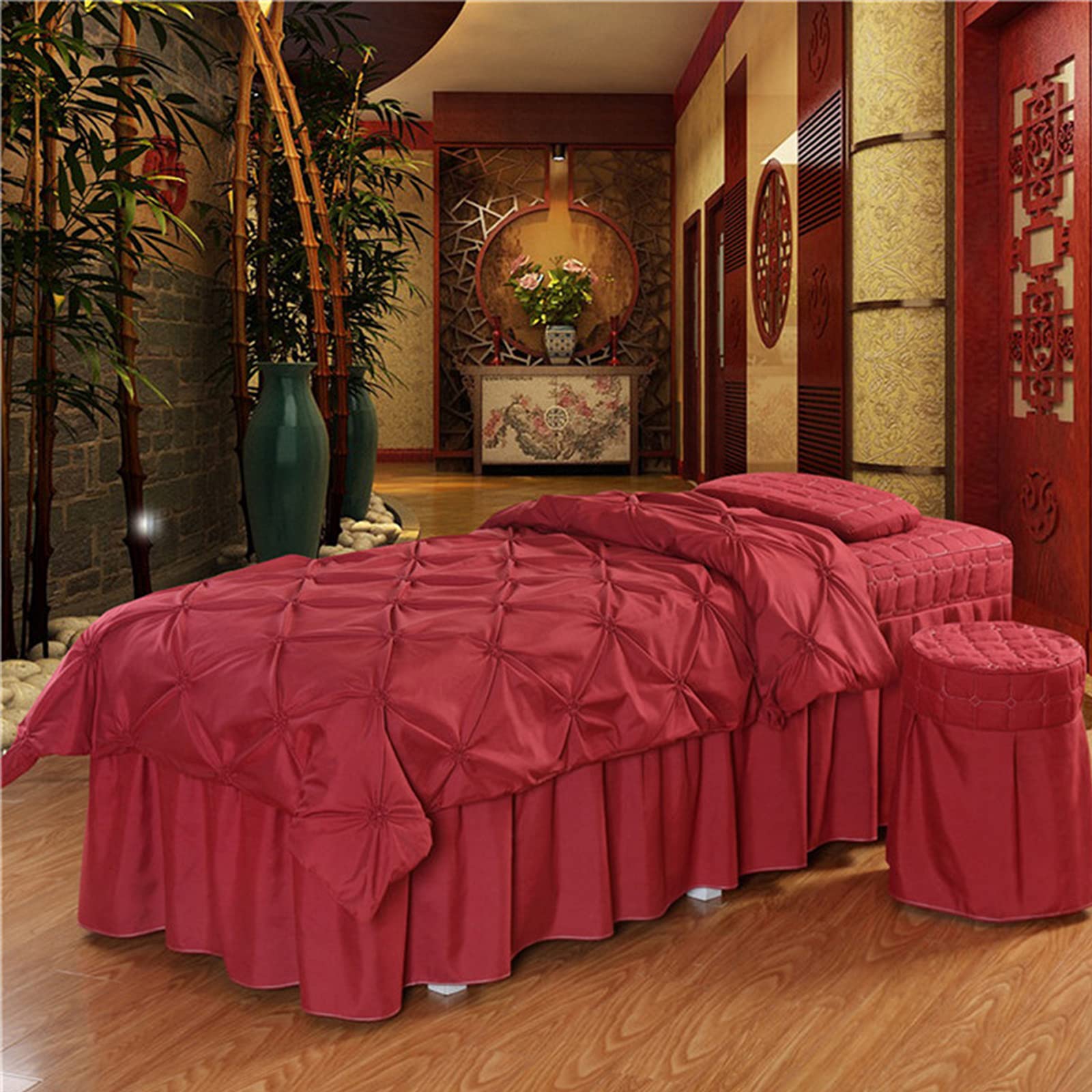 Ensemble de draps pour table de massage en institut de beauté