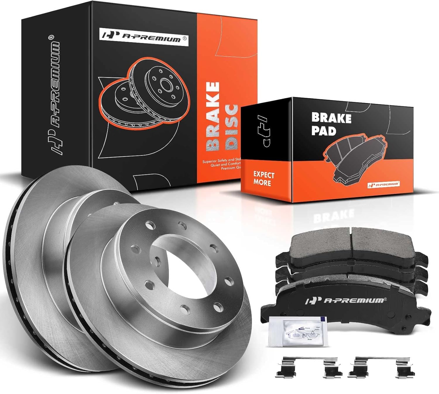 A-Premium 12.99 in (330mm) Rear Vented Disc Brake Rotors + Ceramic Pads Kit Compatible with Select Chevy and GMC Models - Savana 2500/Express 2500/Express 3500 2003-2020, Savana 3500 2004-2020, 6-PC