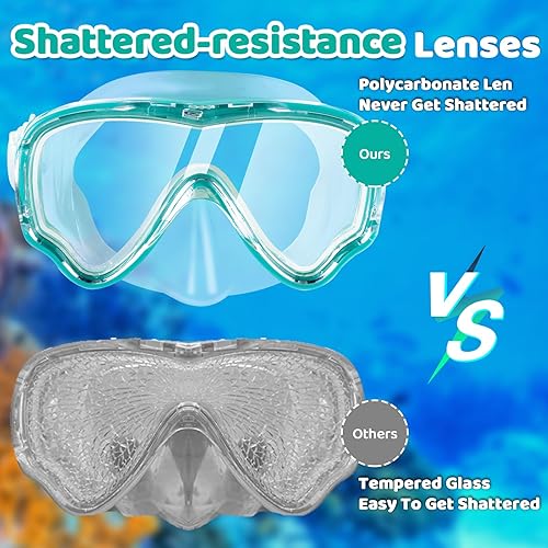 Miniatura 9 de Vvinca Gafas de buceo para niños, máscara de buceo, gafas de natación con cubierta de nariz y correas para niños y jóvenes de 6 a 14 años