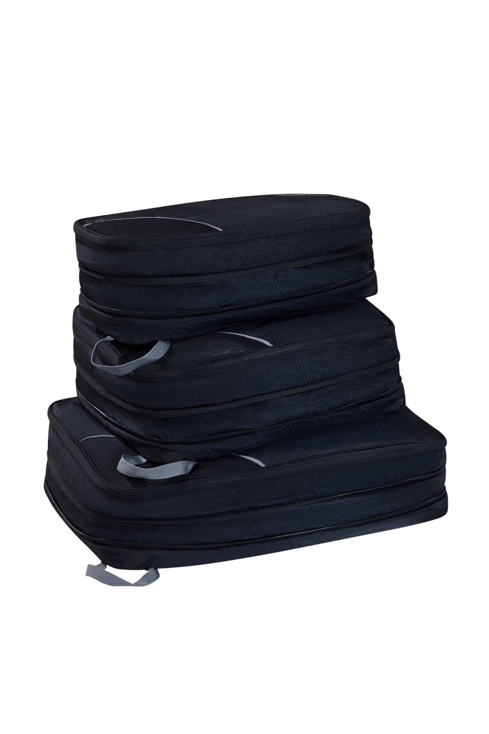 American Tourister Set di Cubi da Viaggio 3 Pezzi - Organizer pr Valigia pr Vacanze, Organizer pr Bagaglio pr Valigia, Bagaglio a Mano e Zaino, Nero/Grigio
