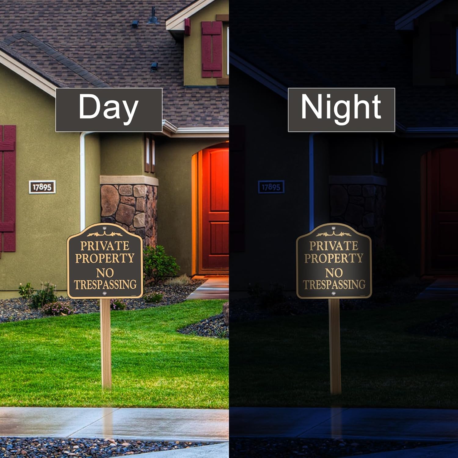 Large (4 Pack) No Trespassing Signs Private Property, Metal, Aluminum, Includes Pre Drilled Holes for Easy Installation, 12x12 Inches (Black)
