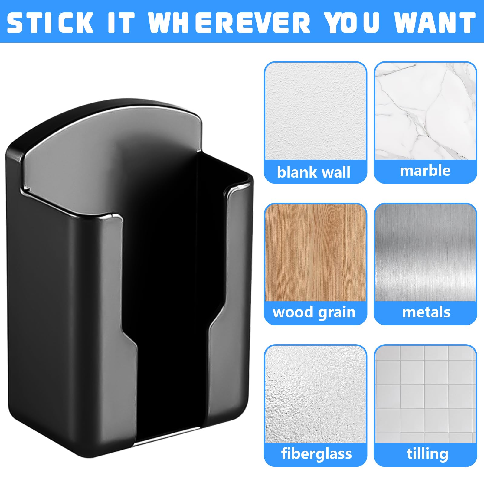 YOUNGSAY 6 Stk Fernbedienungshalter Wand, Schwarz Kunststoff Fernbedienung Halterung Selbstklebend, Multifunktion Fernbedienungshalterung Wand für Zuhause und Büro