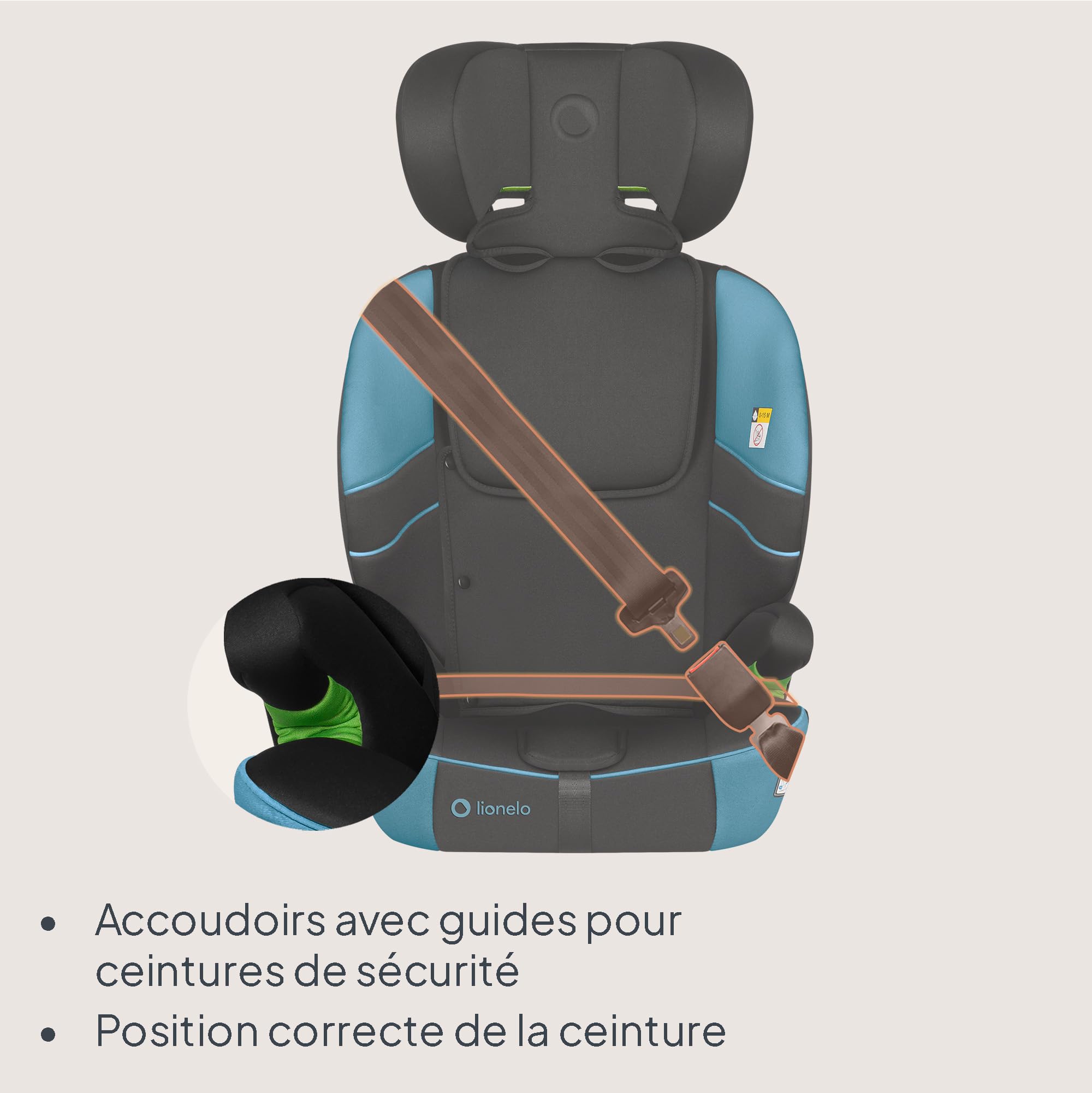 Lionelo LEVI FIX i-Size Siège Auto, pour Enfants 76-150 cm jusqu'à 18 kg | Groupe 1 2 3, Appuie-Tête Réglable en 10 Positions, Fixation ISOFIX et Sangle Top Tether