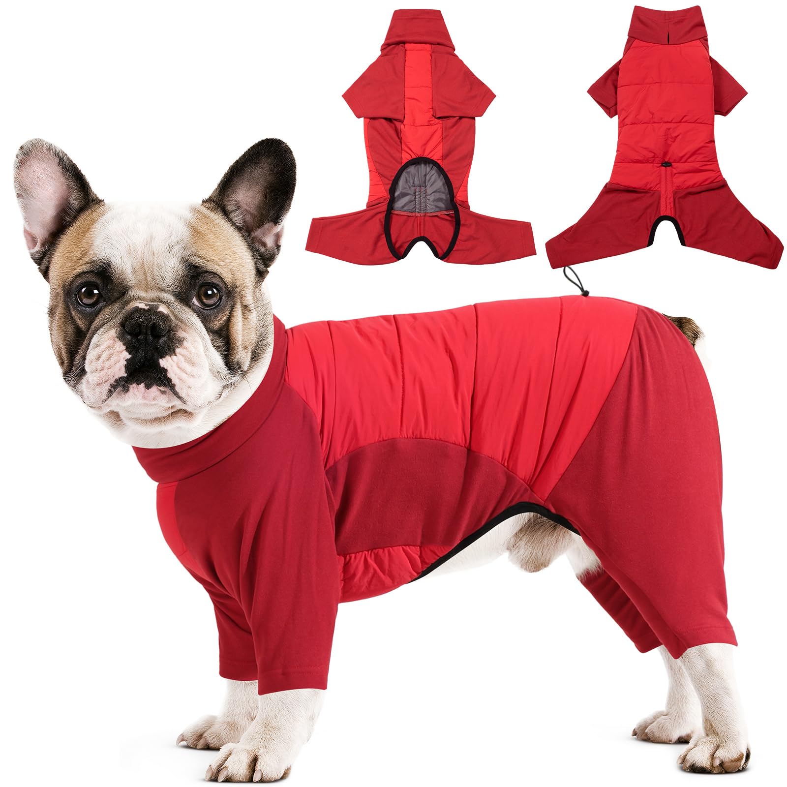 Dotoner Cappotto per Cane a 4 Zampe, Giacca Antivento Invernale con Materiale Elastico, Body Caldo con Passante per Guinzaglio, Pigiama Cani di Taglia Piccola Media e Grande