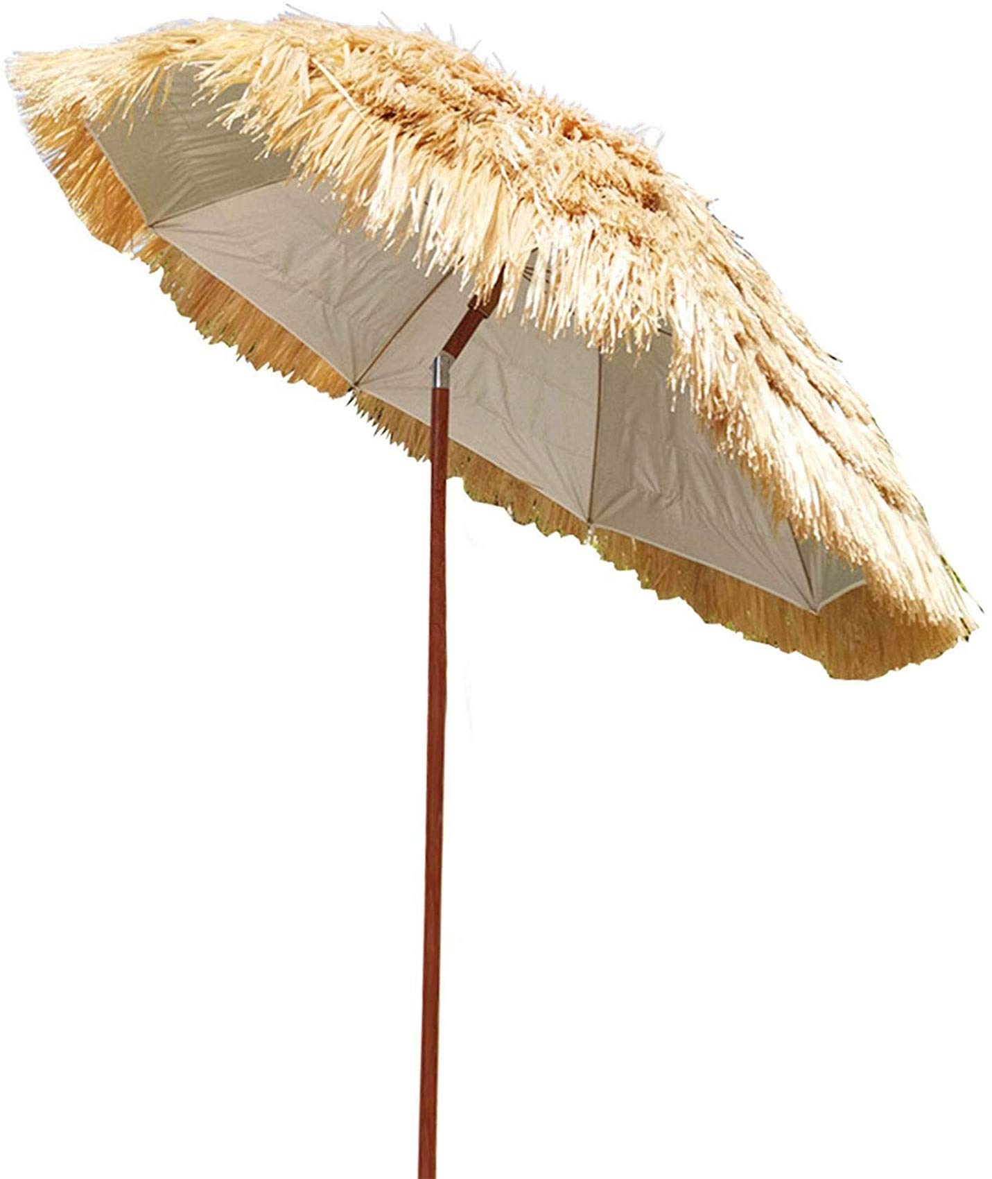 Parasol Balkonowy 2,0 M, 8 Żeberek Drewniany Parasol Ogrodowy W Stylu Hawajskim Wodoodporny Z Torbą Do Przenoszenia Na Plażę/Basen/Patio Parasol Zewnętrzny Namiot Przeciwsłoneczny