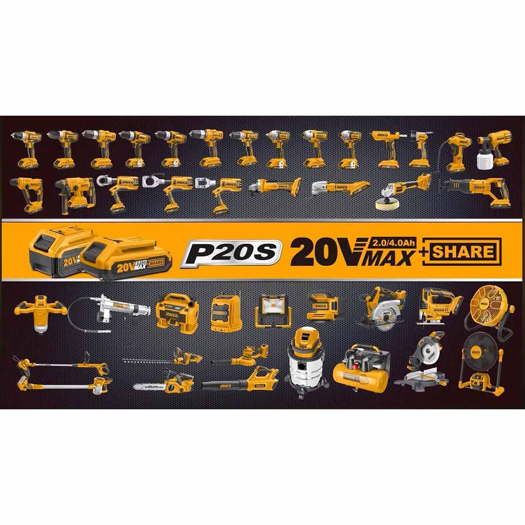 Ingco Ac22ahcarman Kit 2 Batterie Al Litio E Carica Batteria 20 V 2 AH Per Elettroutensili Utensili Elettrici Ingco