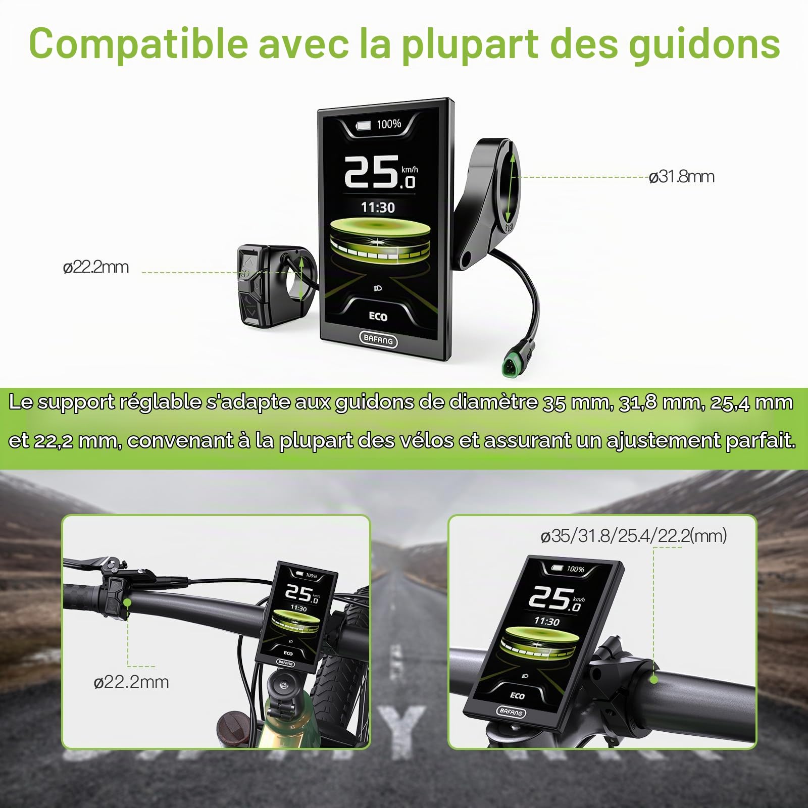 BAFANG Écran DPC010 avec BBS01B, BBS02B, BBS-HD Can Triangulaire | Compatible avec les moteurs centraux M200 M400 M500 M600 M620 M420 et les dernières versions