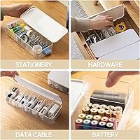 Vista 5 de Cable Organizer Storage Box with 7 Wire Ties,Desktop Cable Management Box with Lid,Power Cord Organizer with 7 Compartments for Office,Home,Desk