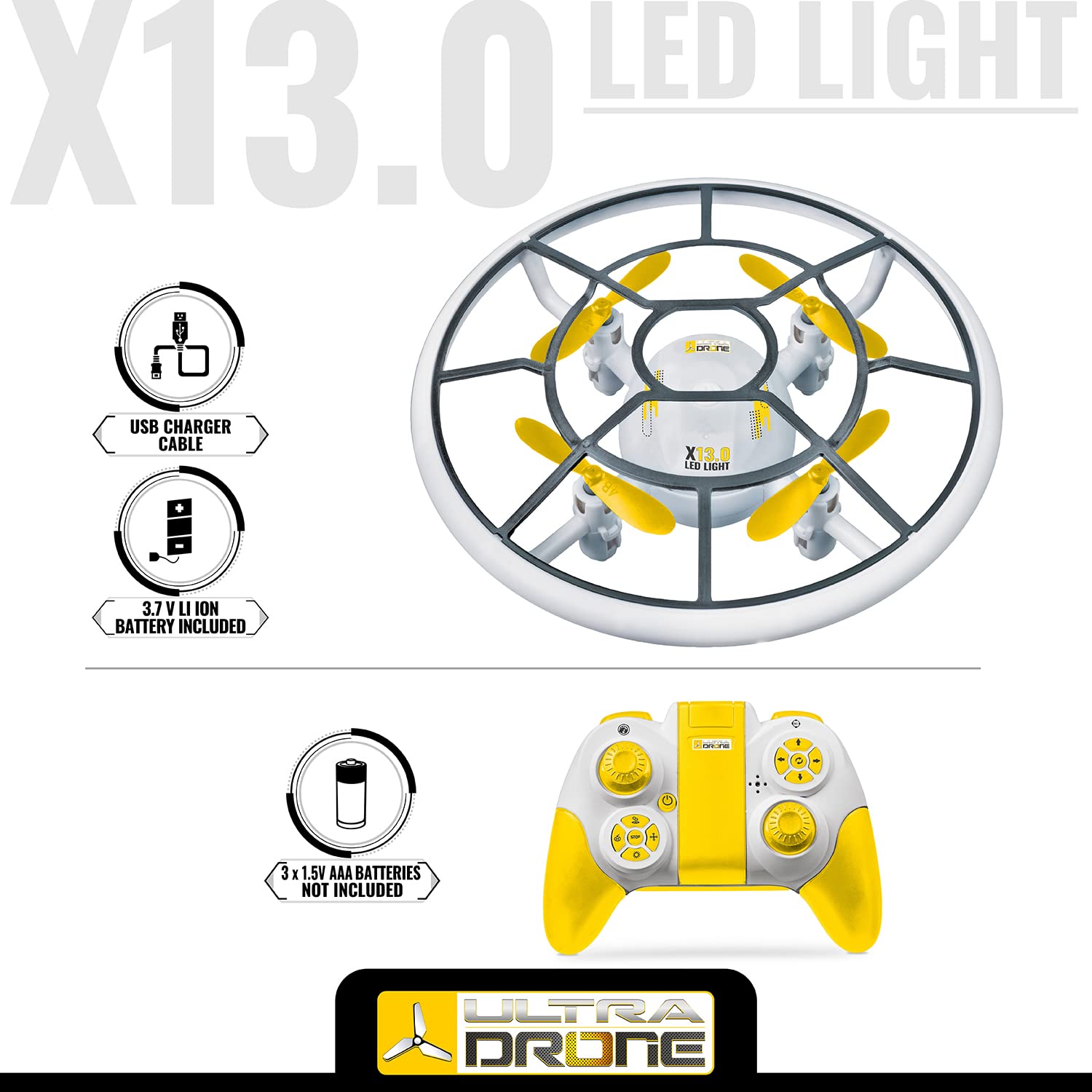 MONDO Motors X13.0 LED LIGHT Dron, helikopter RC Ufo ze światłem LED samolot zabawka dla dzieci 3 4 5 6 7 8 lat pilot zdalnego sterowania zabawką, 63709