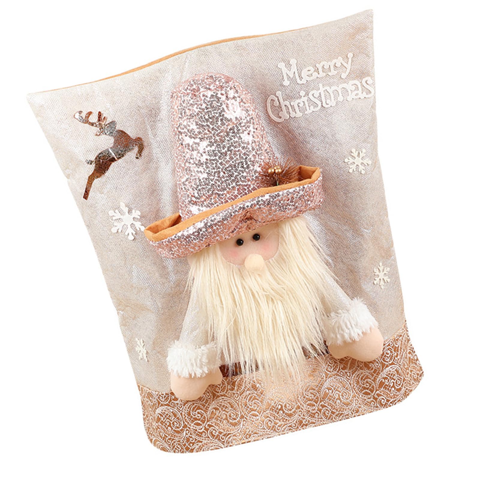 Kalttoy Snowman Reindeer Santa Hat Chair Covers, Soft Flannel Chair Slipcovers for Christmas Dining Room Embellishment Festive Slipcovers