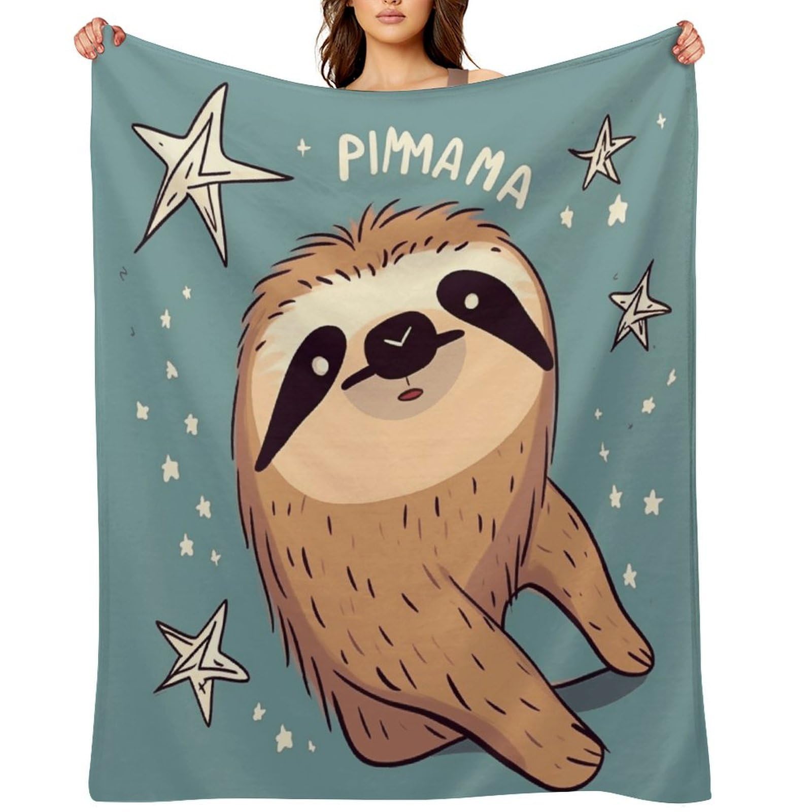 Funny Sloth Stars Throw Blanket for Couch and Bed Super Soft Warm Lightweight Throw Blankets Cozy Fuzzy Flannel Blanket Personalized Decorative Blankets for Sofa Decor 30"x40"